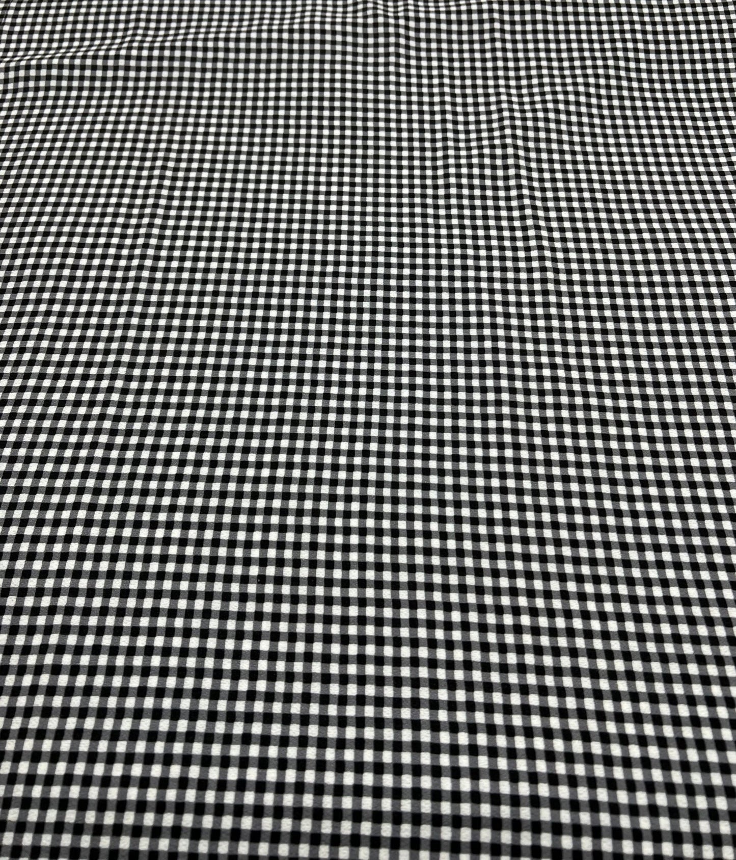 Black Gingham Check Print Lightweight Bubble Crepe Fabric - T9 Fabrics