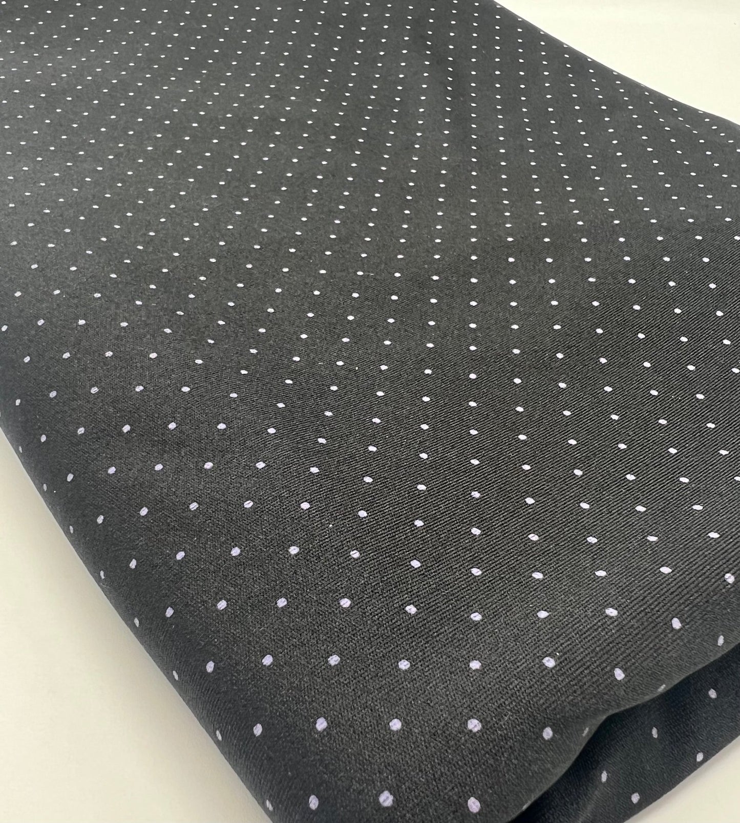 Black Grey Polka Spot Viscose Elastane 4 Way Stretch Fabric - T9 Fabrics