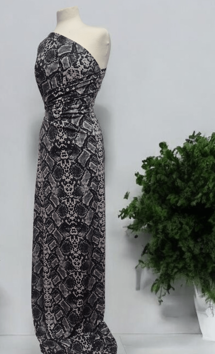 Black Grey Snake ITY Fabric - T9 Fabrics