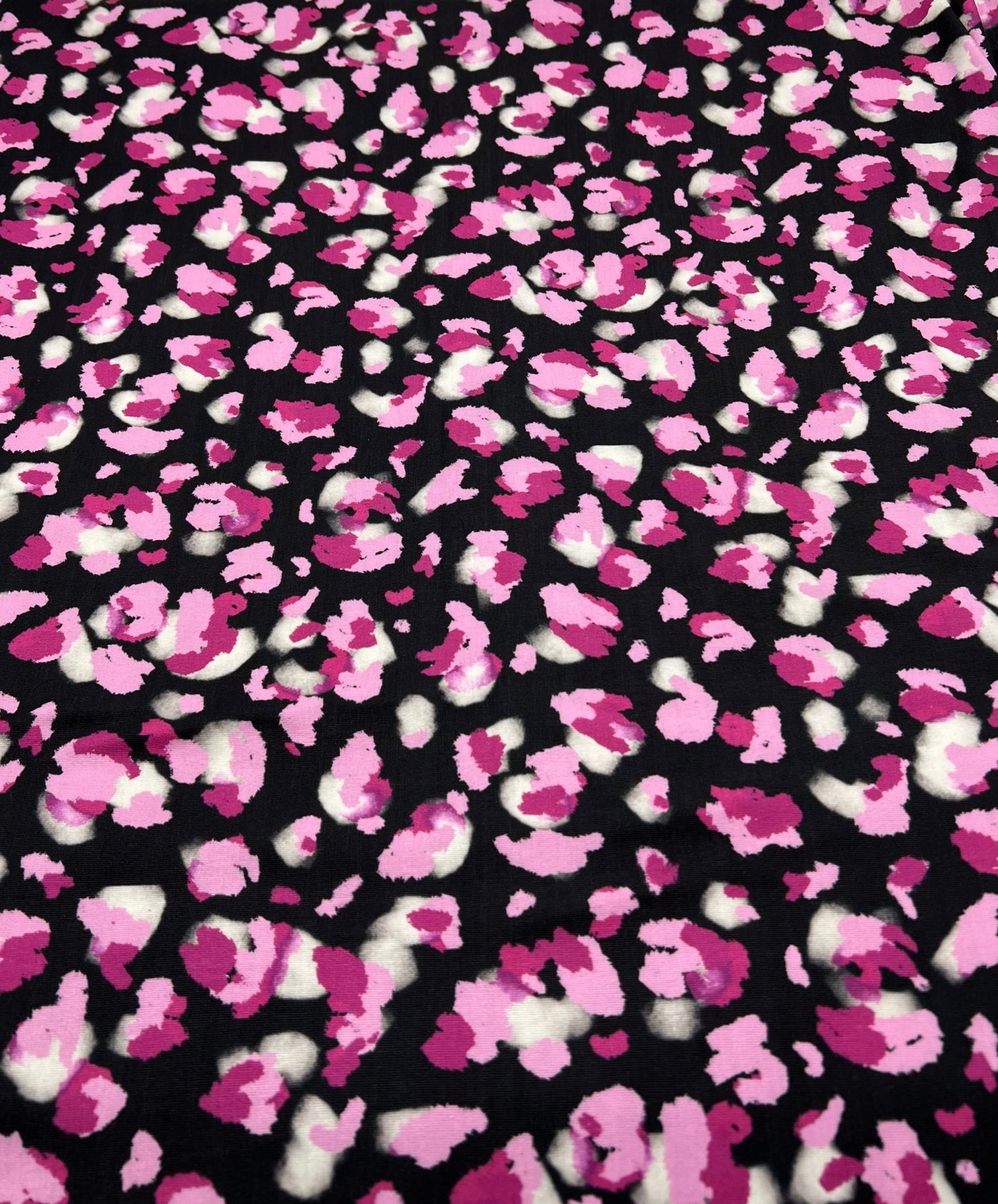 Black Pink Animal Print Viscose Elastane 4 Way Stretch Fabric - T9 Fabrics