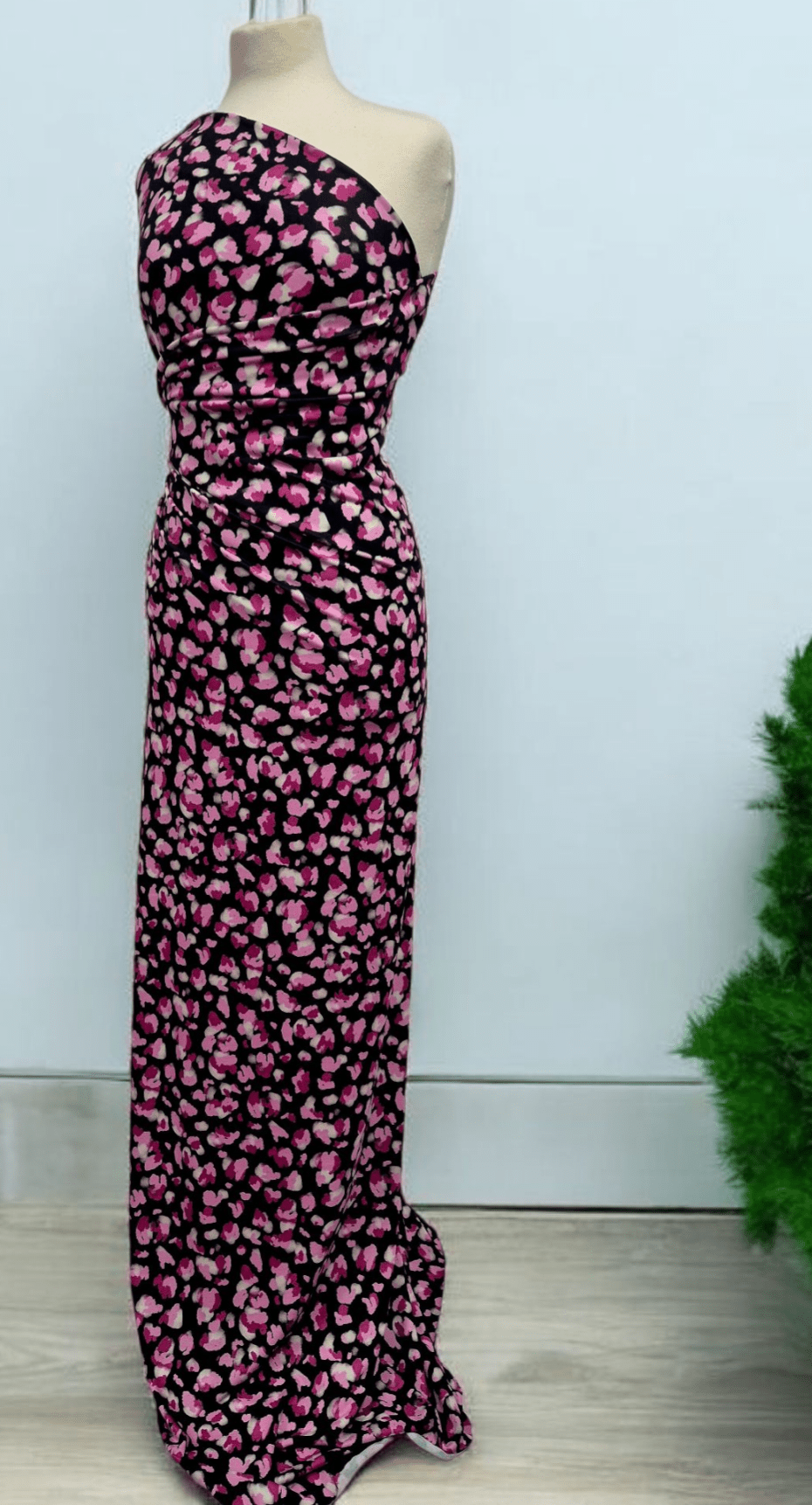 Black Pink Animal Print Viscose Elastane 4 Way Stretch Fabric - T9 Fabrics