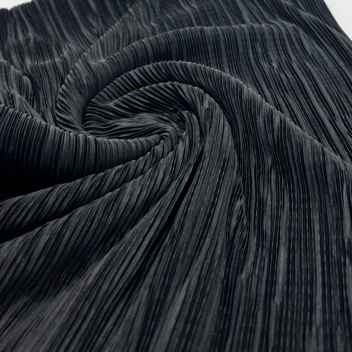 Black Plisse Pleated 2 Way Stretch Fabric - T9 Fabrics