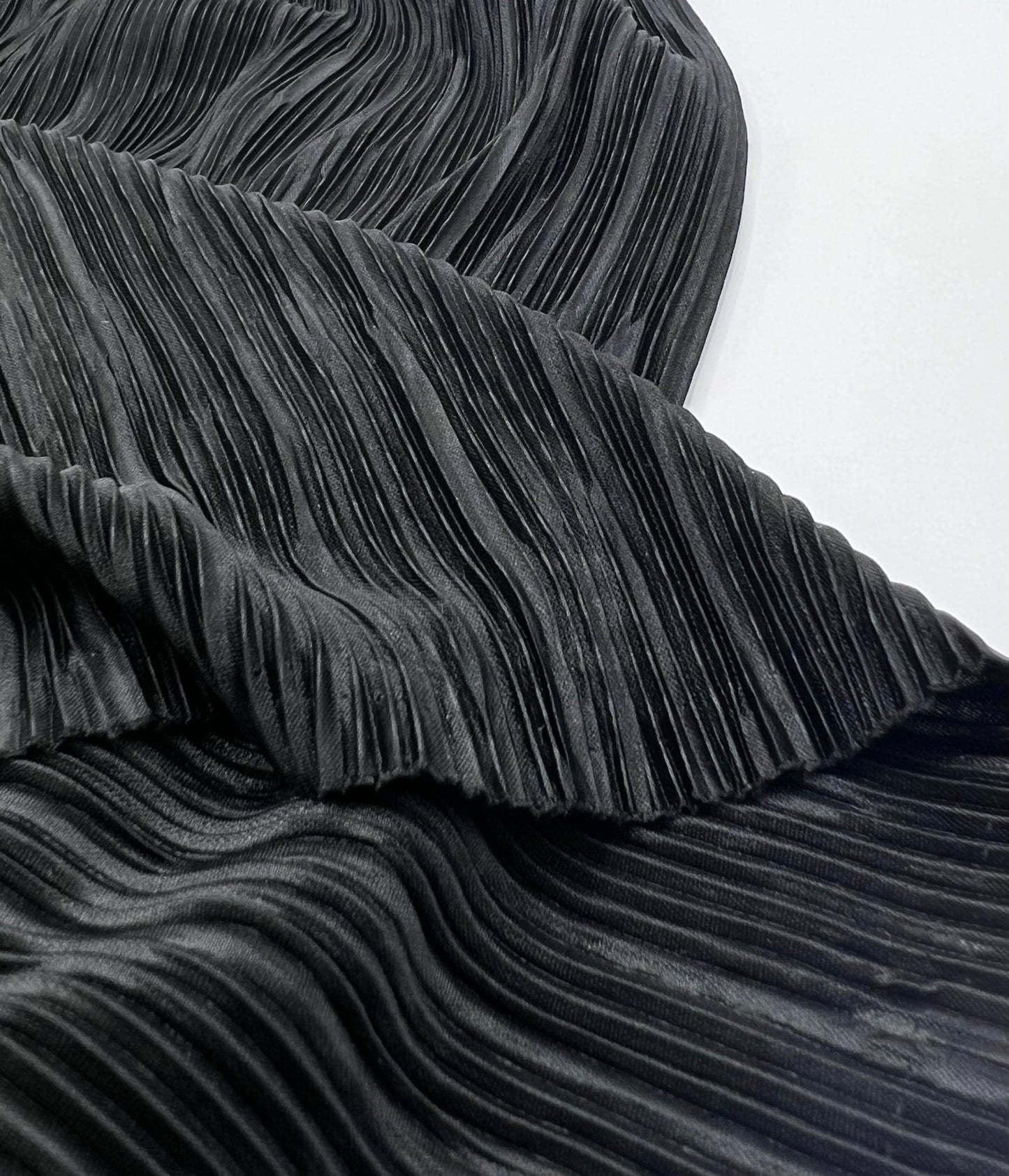 Black Plisse Pleated 2 Way Stretch Fabric - T9 Fabrics