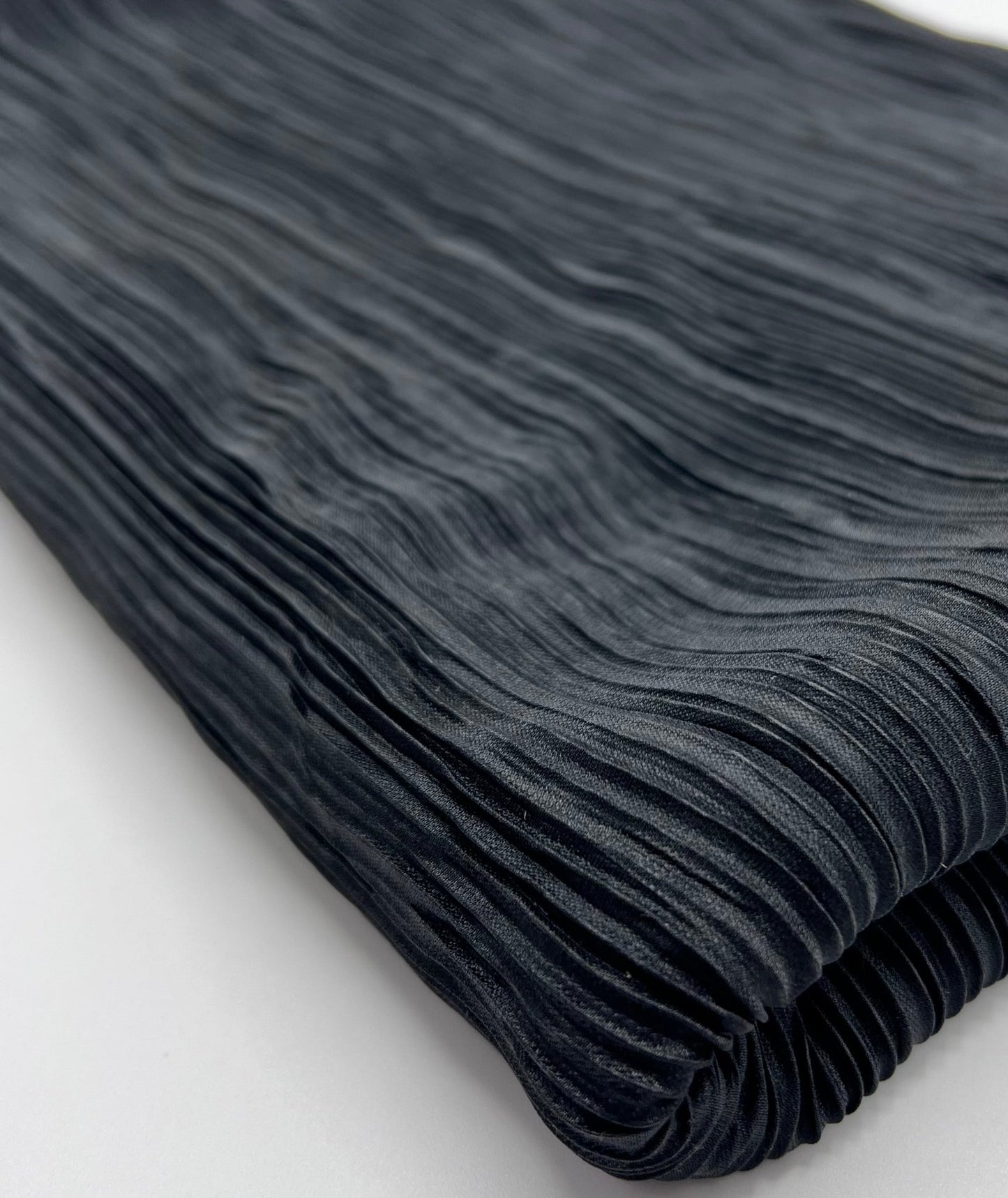 Black Plisse Pleated 2 Way Stretch Fabric - T9 Fabrics