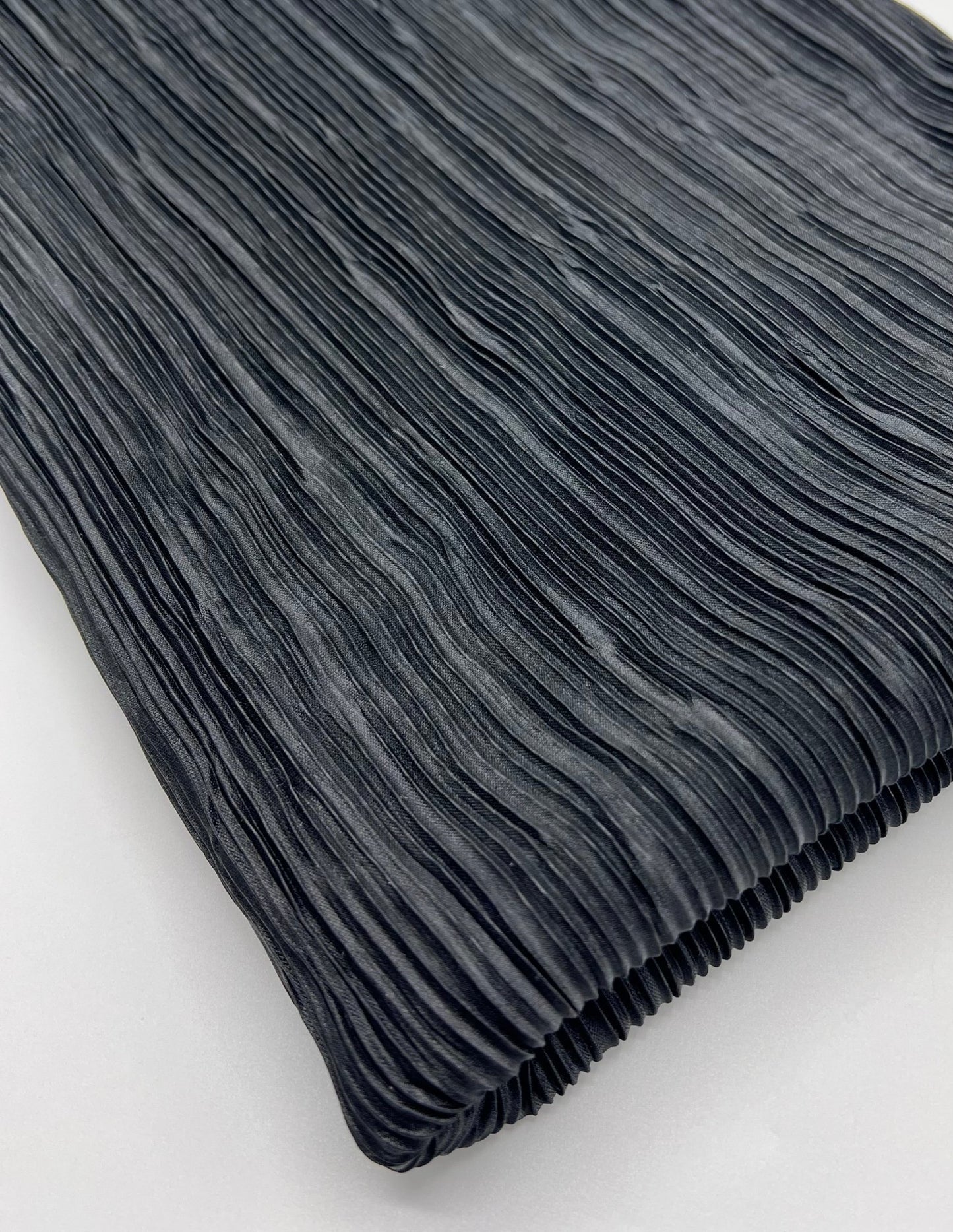 Black Plisse Pleated 2 Way Stretch Fabric - T9 Fabrics