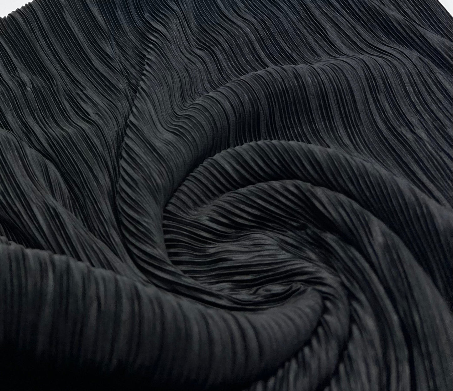 Black Plisse Pleated 2 Way Stretch Fabric - T9 Fabrics