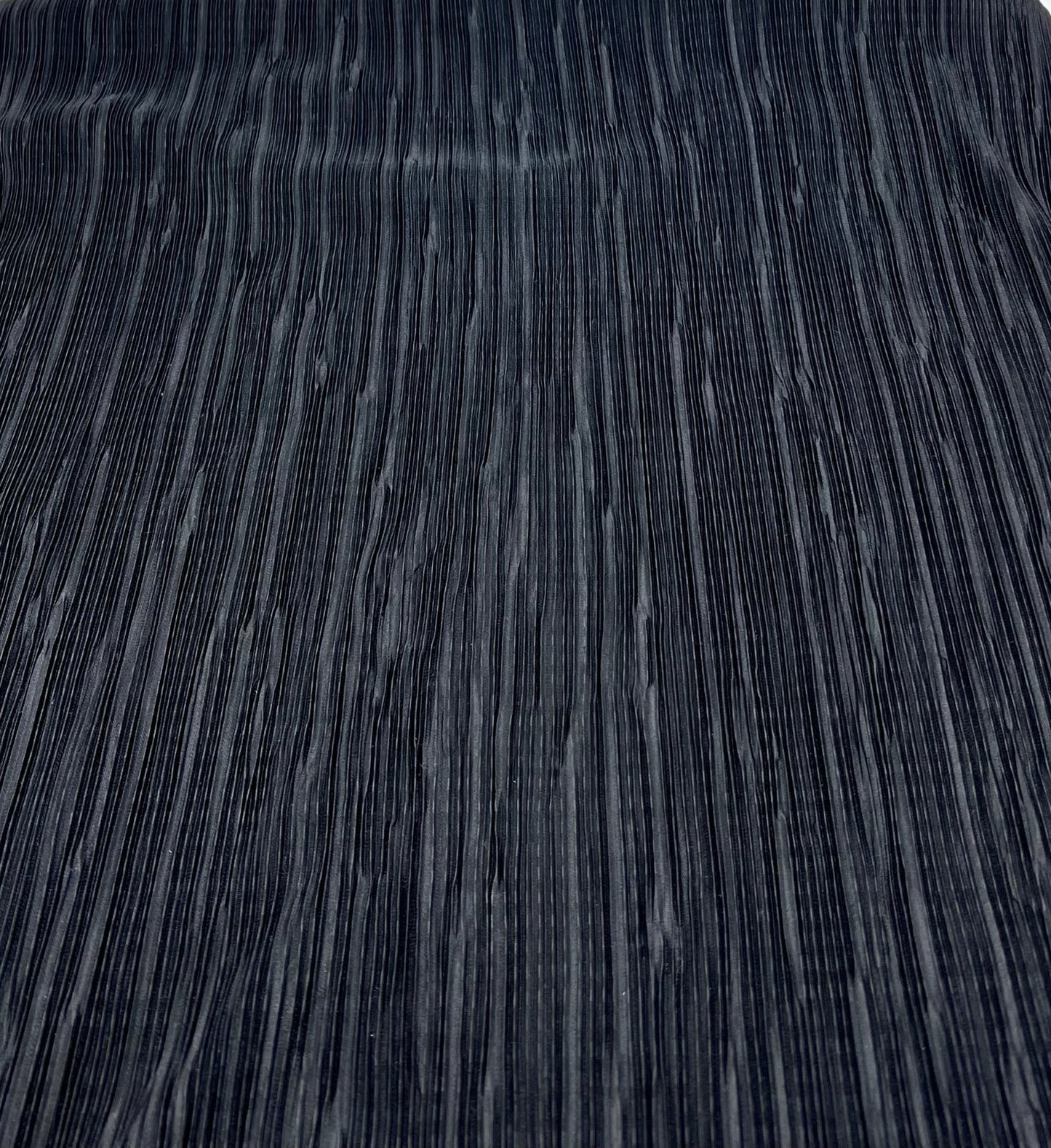 Black Plisse Pleated 2 Way Stretch Fabric - T9 Fabrics