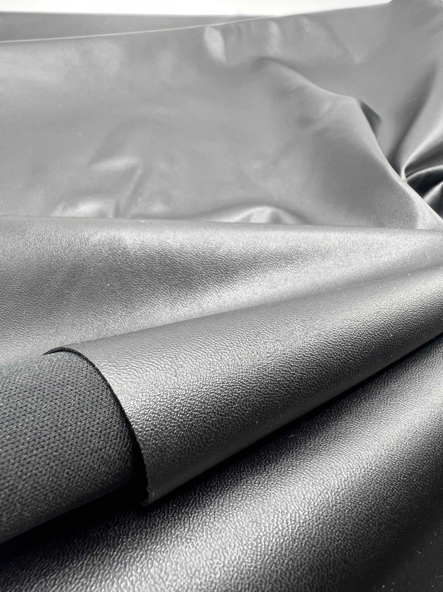 Black PU Wet look Leather 2 Way Stretch Dress Craft Fabric - T9 Fabrics