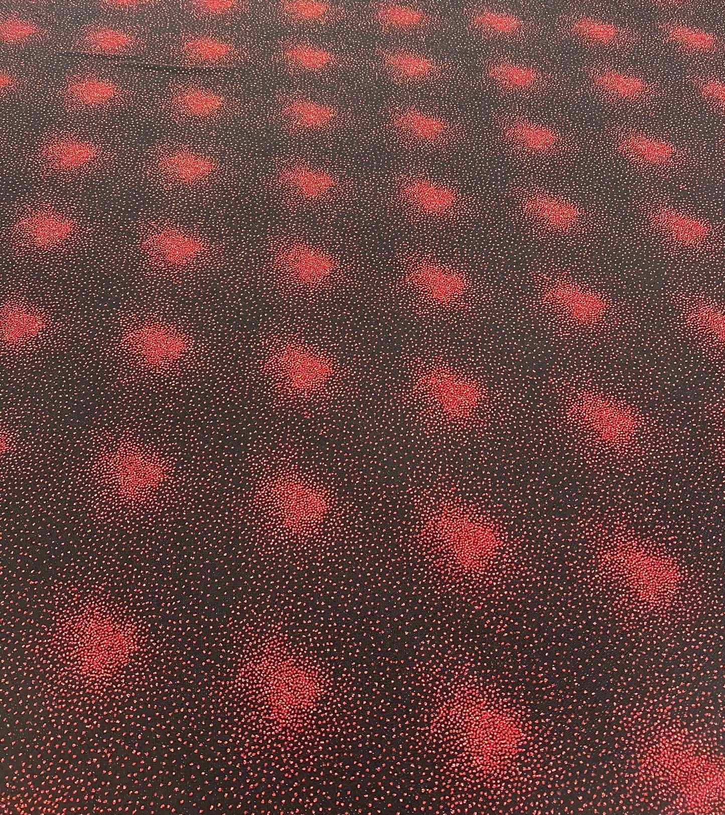 Black Red Glitter Detail Lurex Sparkle Metallic Stretch Knit Fabric - T9 Fabrics