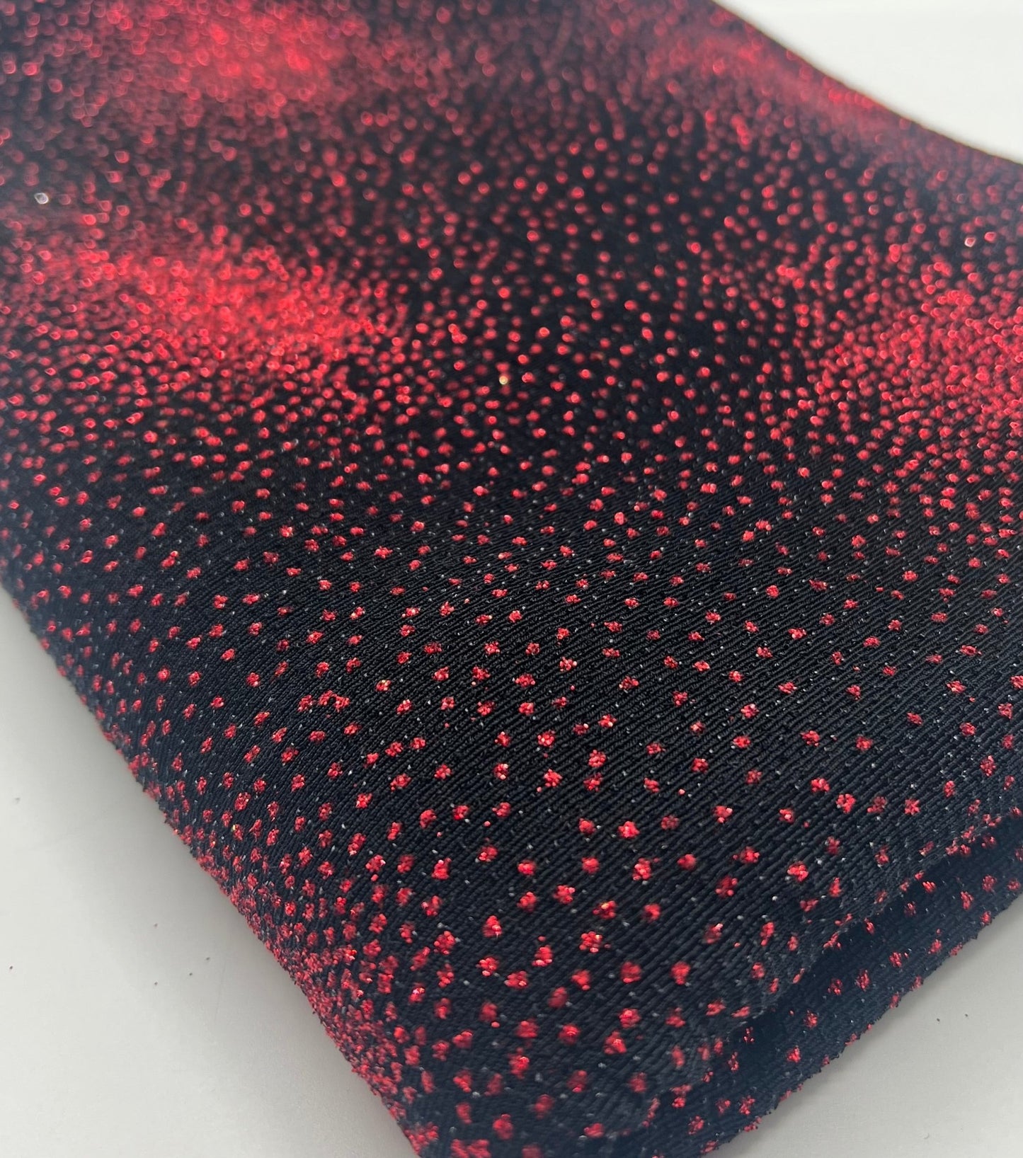 Black Red Glitter Detail Lurex Sparkle Metallic Stretch Knit Fabric - T9 Fabrics