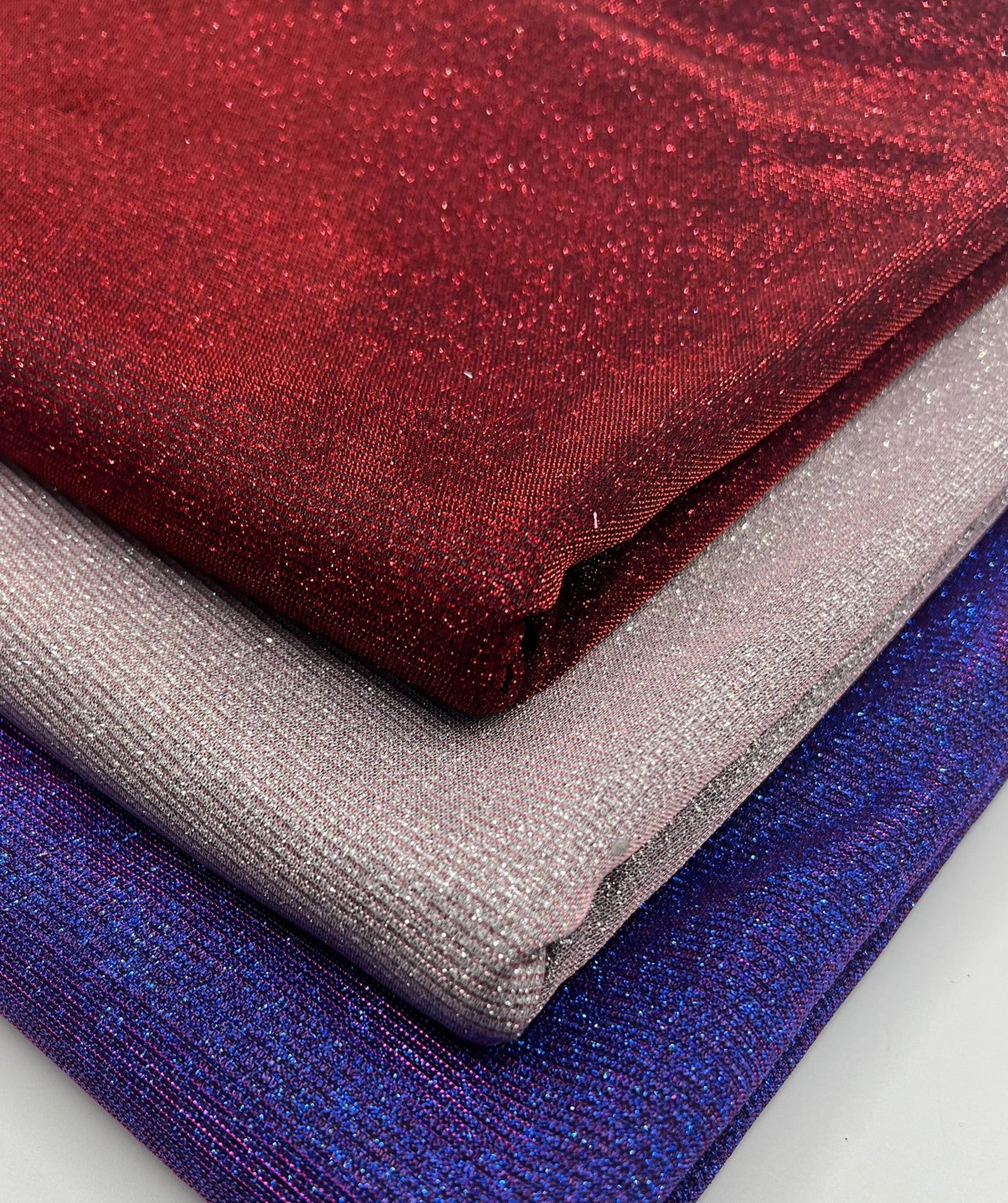 Black Red Glitter Detail Sparkle Metallic Stretch Knit Fabric - T9 Fabrics