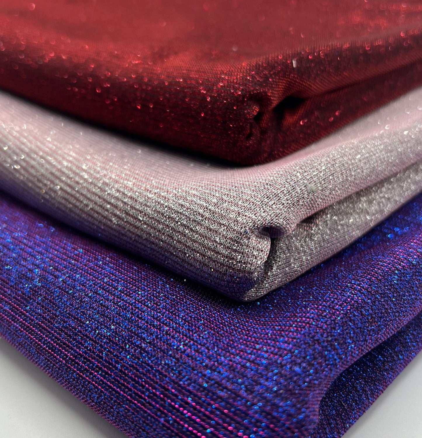 Black Red Glitter Detail Sparkle Metallic Stretch Knit Fabric - T9 Fabrics