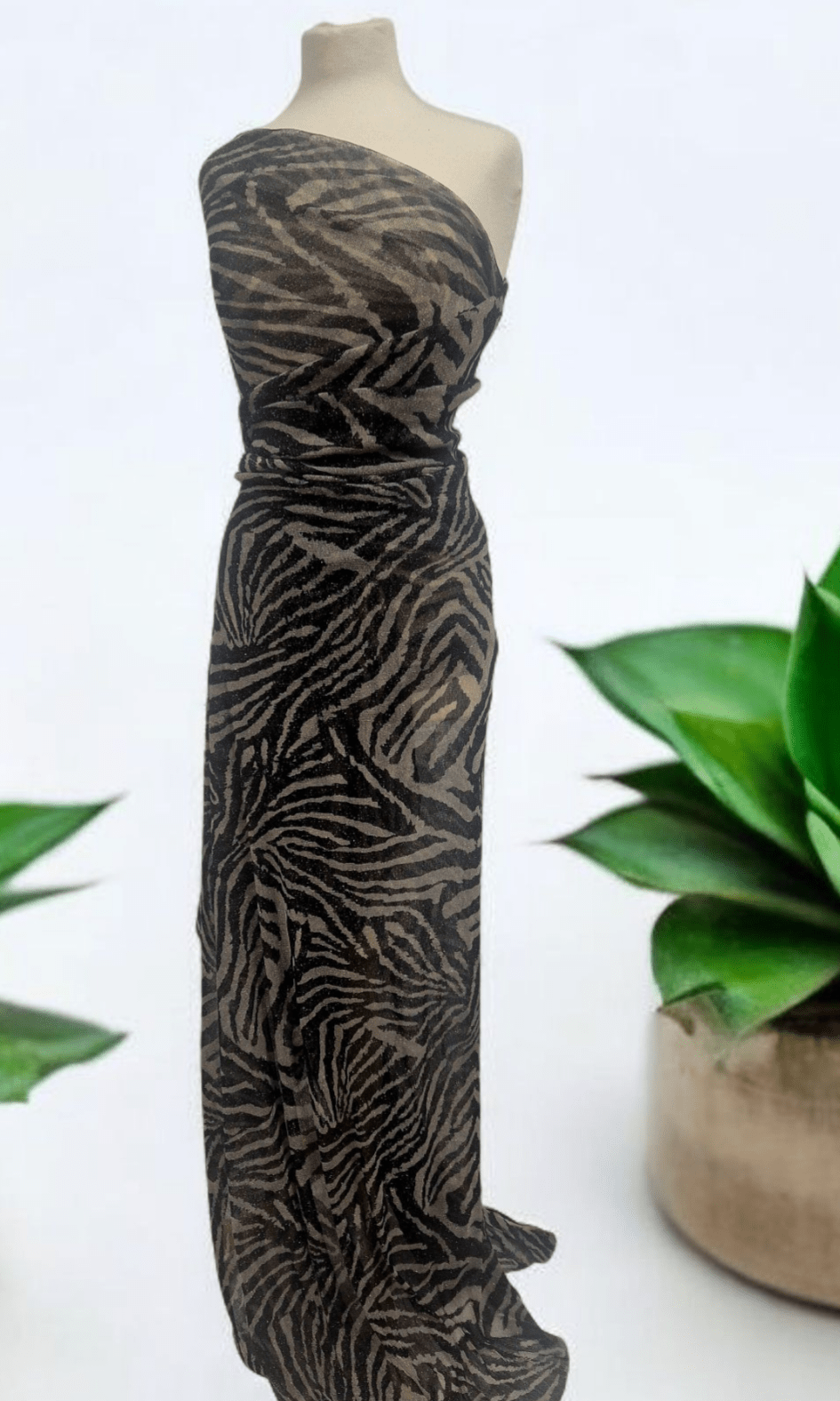 Black Stone Gold Animal Soft Mesh Fabric Stretch - T9 Fabrics