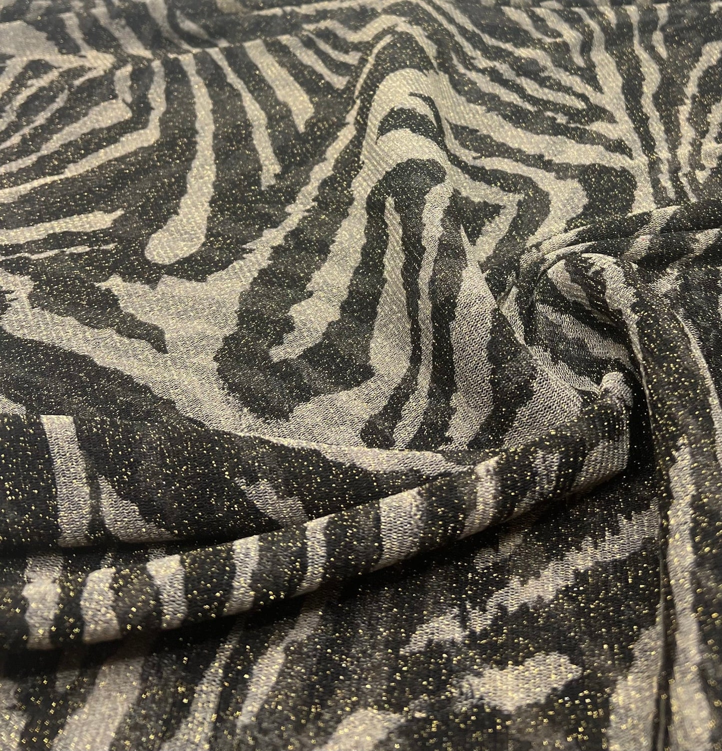 Black Stone Gold Animal Soft Mesh Fabric Stretch - T9 Fabrics