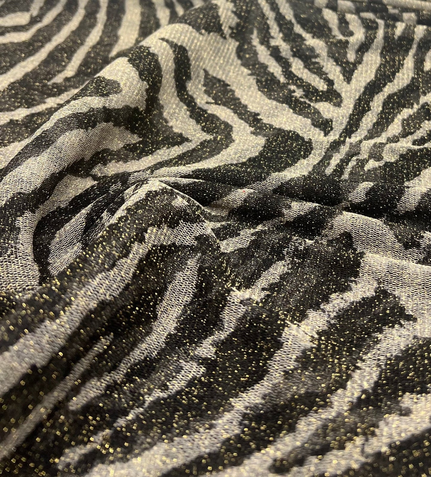 Black Stone Gold Animal Soft Mesh Fabric Stretch - T9 Fabrics