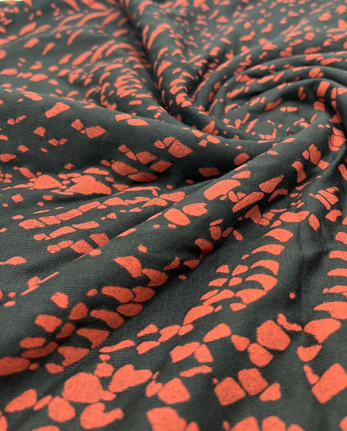Black Terracotta Spot Mix Viscose Elastane 4 Way Stretch Fabric - T9 Fabrics