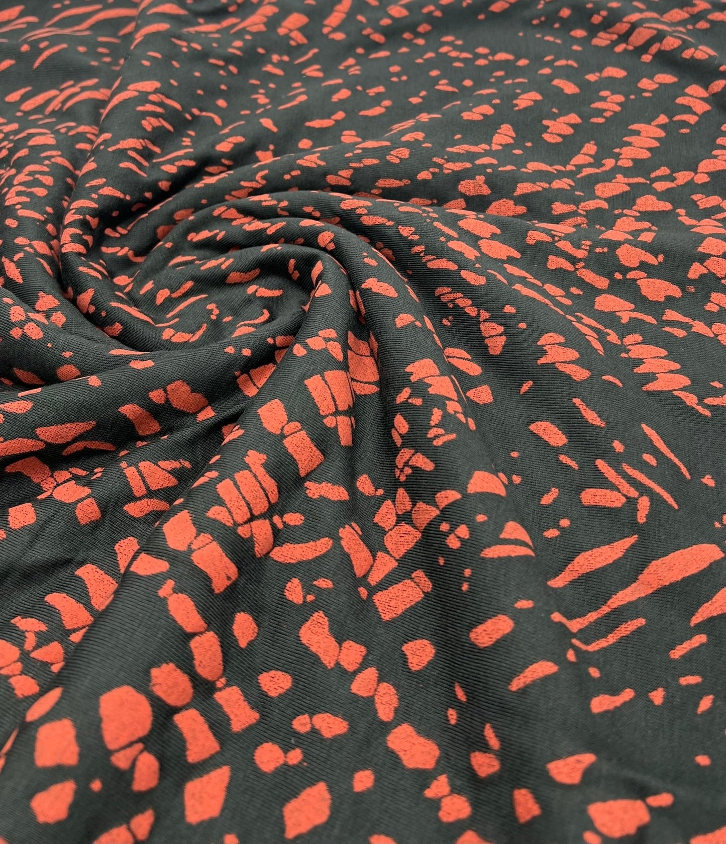 Black Terracotta Spot Mix Viscose Elastane 4 Way Stretch Fabric - T9 Fabrics