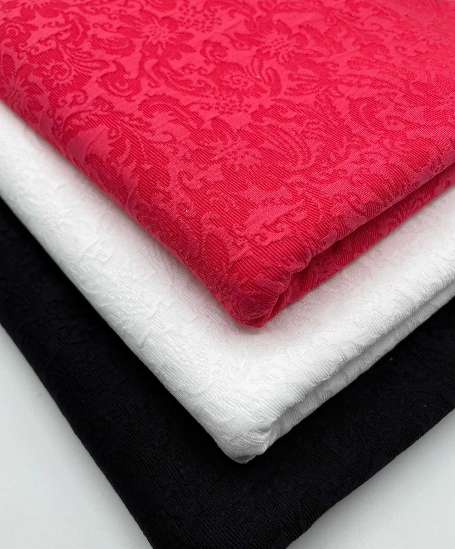 Black Textured Jacquard 2 Way Stretch Fabric - T9 Fabrics