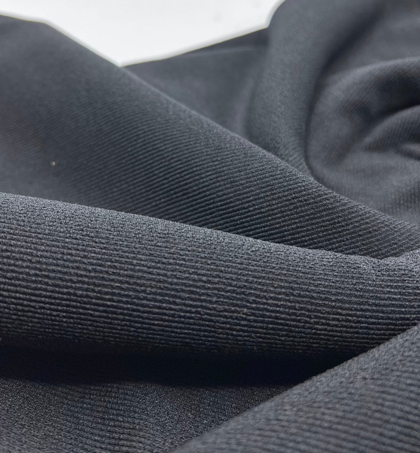 Black Thick Fine Rib Stretch Fabric - T9 Fabrics