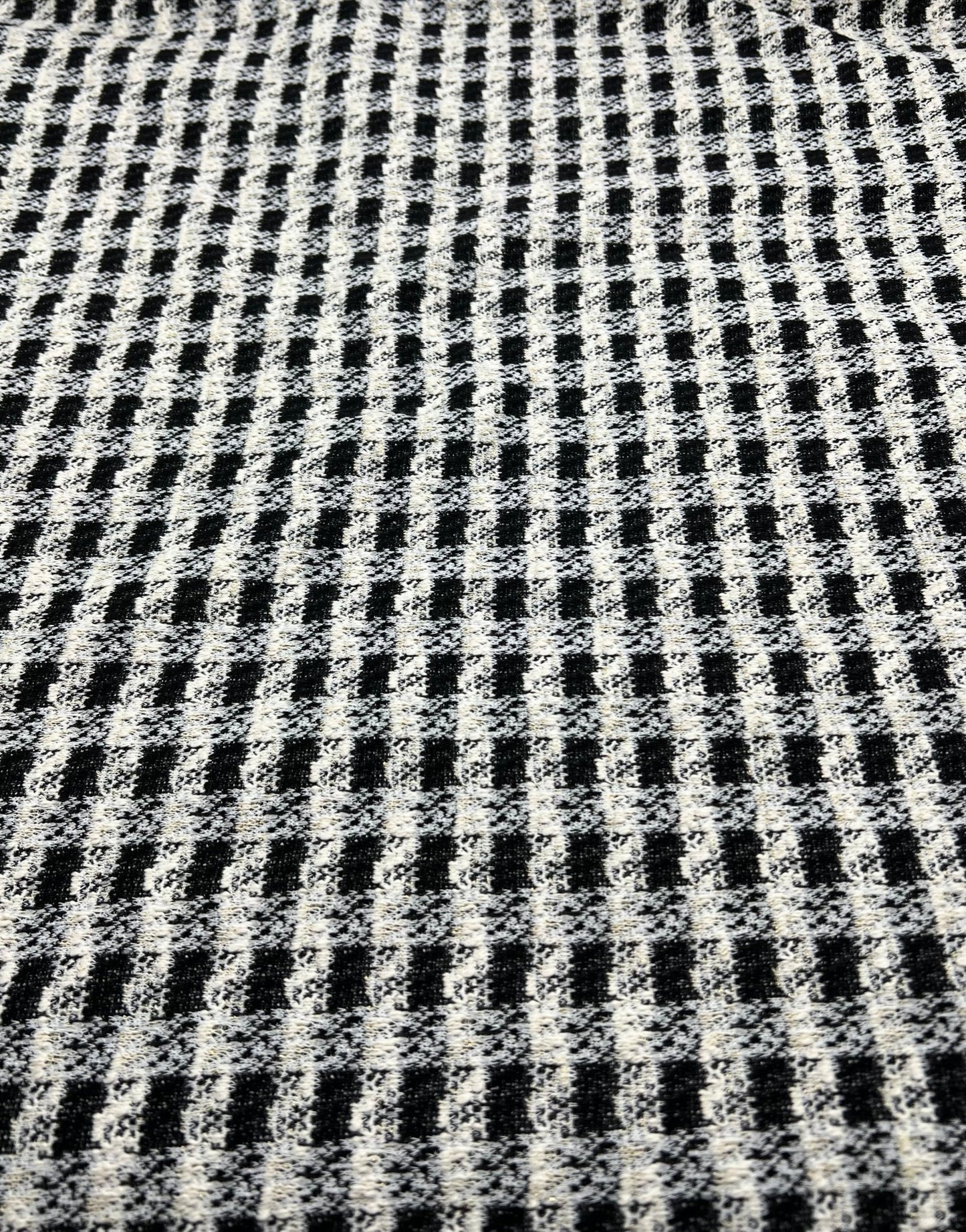 Black White Gingham Gold Speckles Jacquard Stretch Fabric - T9 Fabrics