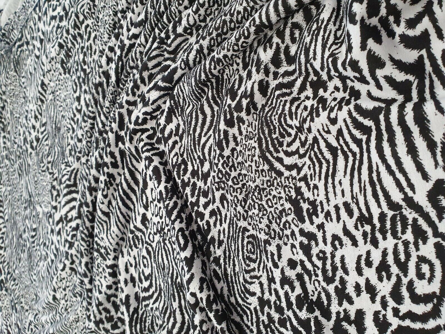 Black & White Multi Animal Print Viscose Elastane Fabric - T9 Fabrics