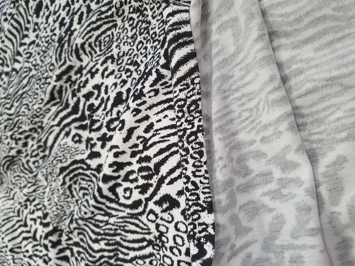 Black & White Multi Animal Print Viscose Elastane Fabric - T9 Fabrics