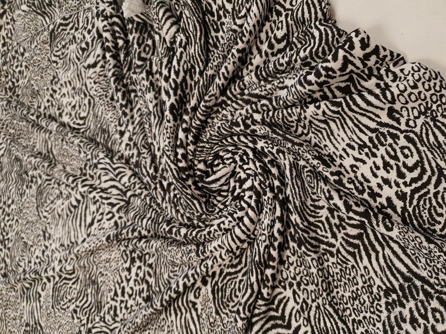 Black & White Multi Animal Print Viscose Elastane Fabric - T9 Fabrics