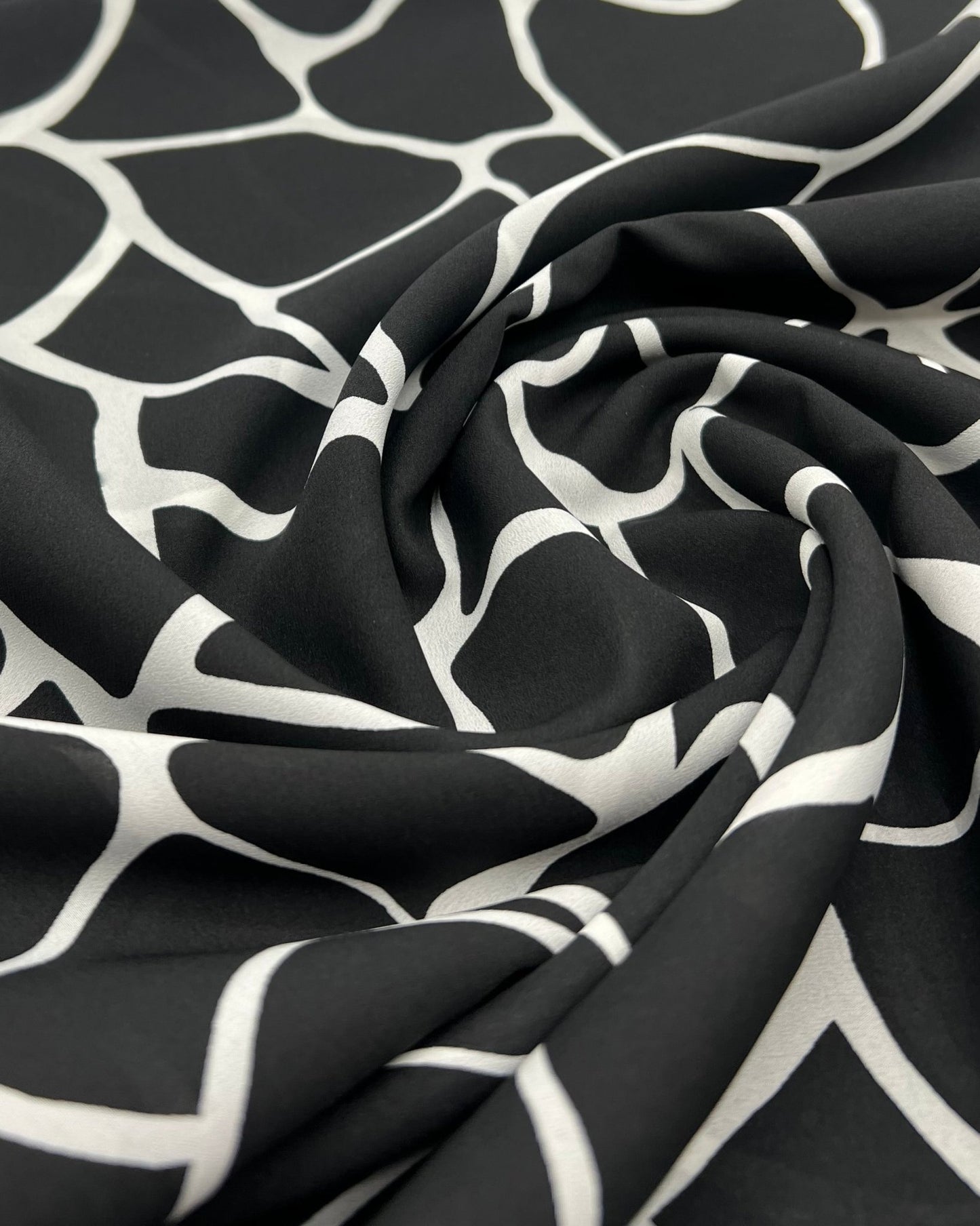 Black White Patterned Printed Chiffon Dress Fabric - T9 Fabrics