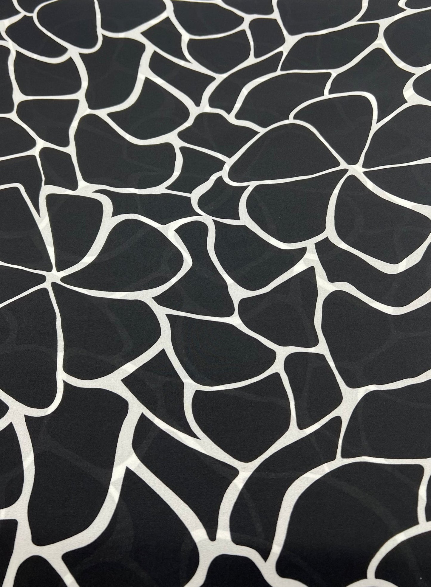 Black White Patterned Printed Chiffon Dress Fabric - T9 Fabrics