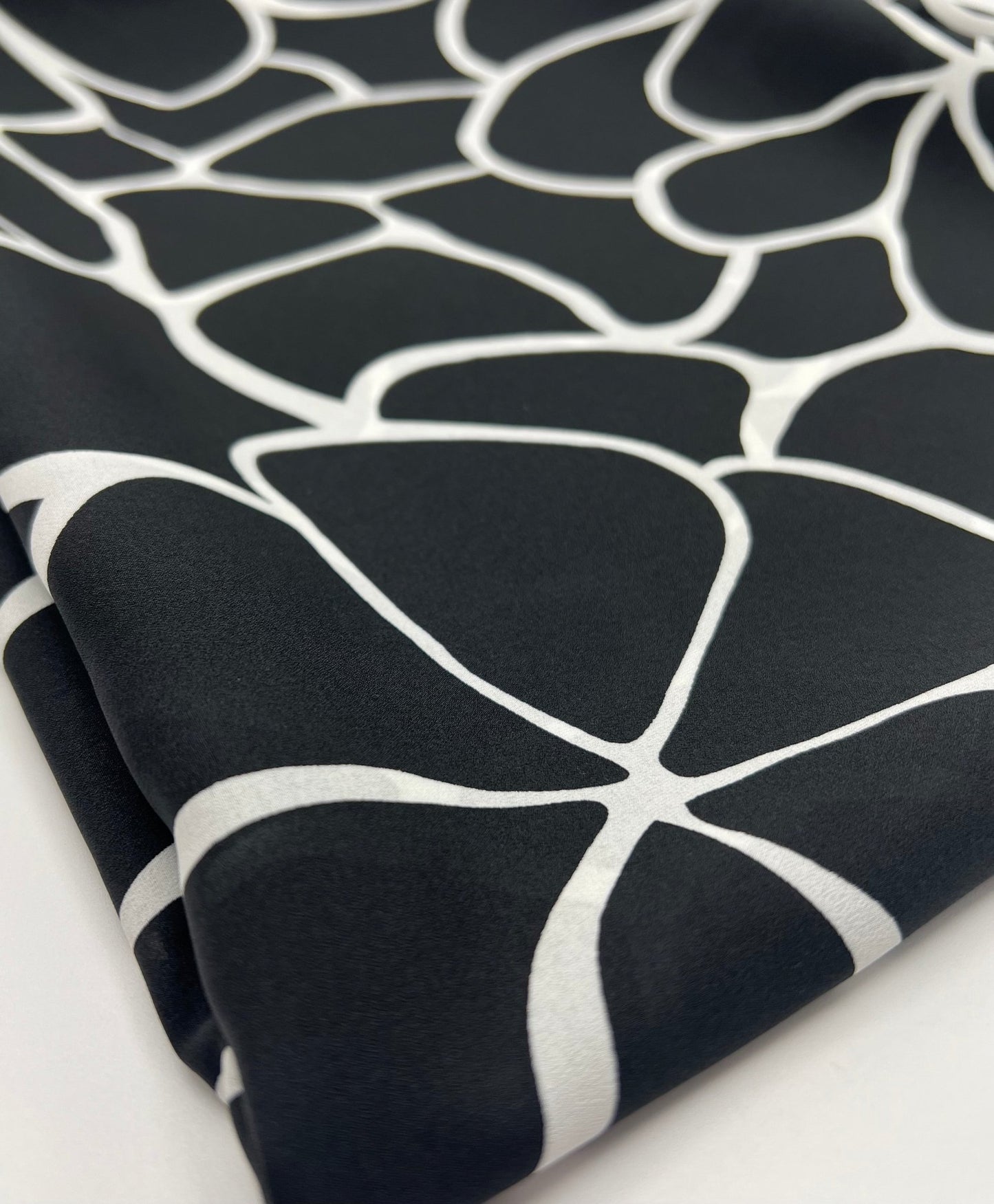 Black White Patterned Printed Chiffon Dress Fabric - T9 Fabrics