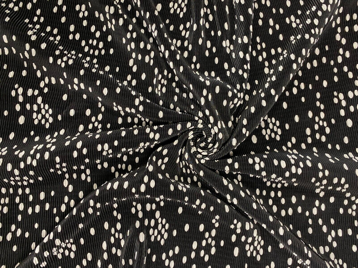 Black & White Spotty Print Plisse Fabric - T9 Fabrics