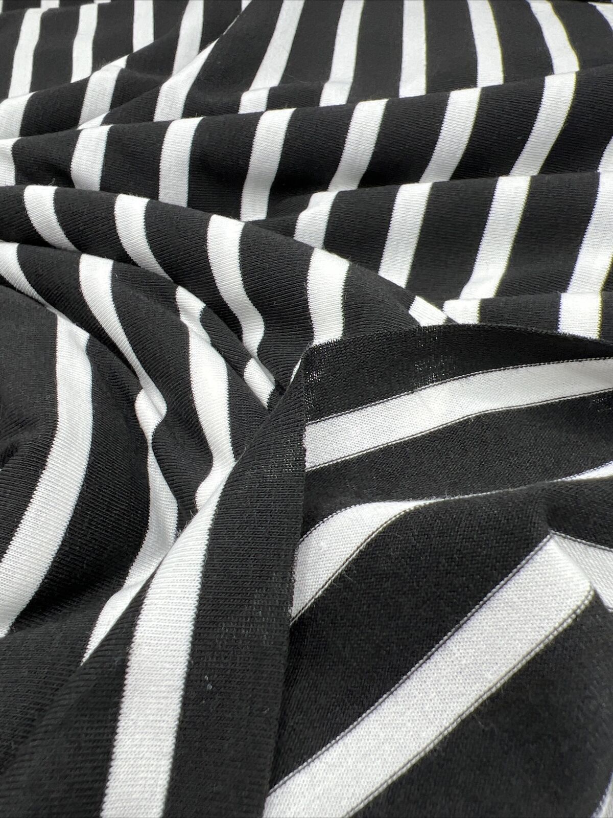 Black & White Stripe Print Viscose Elastane Fabric - T9 Fabrics