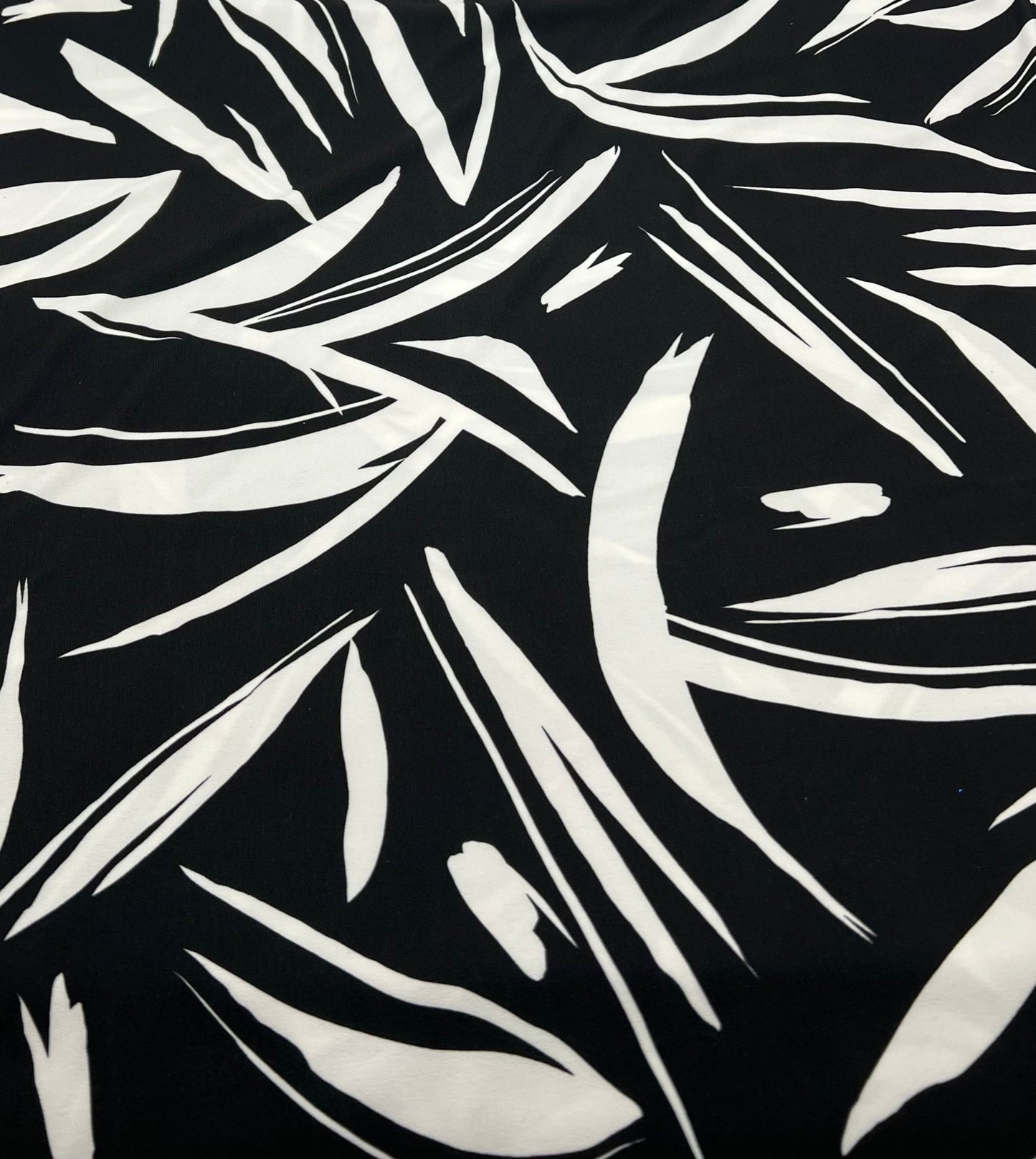 Black White Swirl Print ITY Fabric 2 Way Stretch - T9 Fabrics