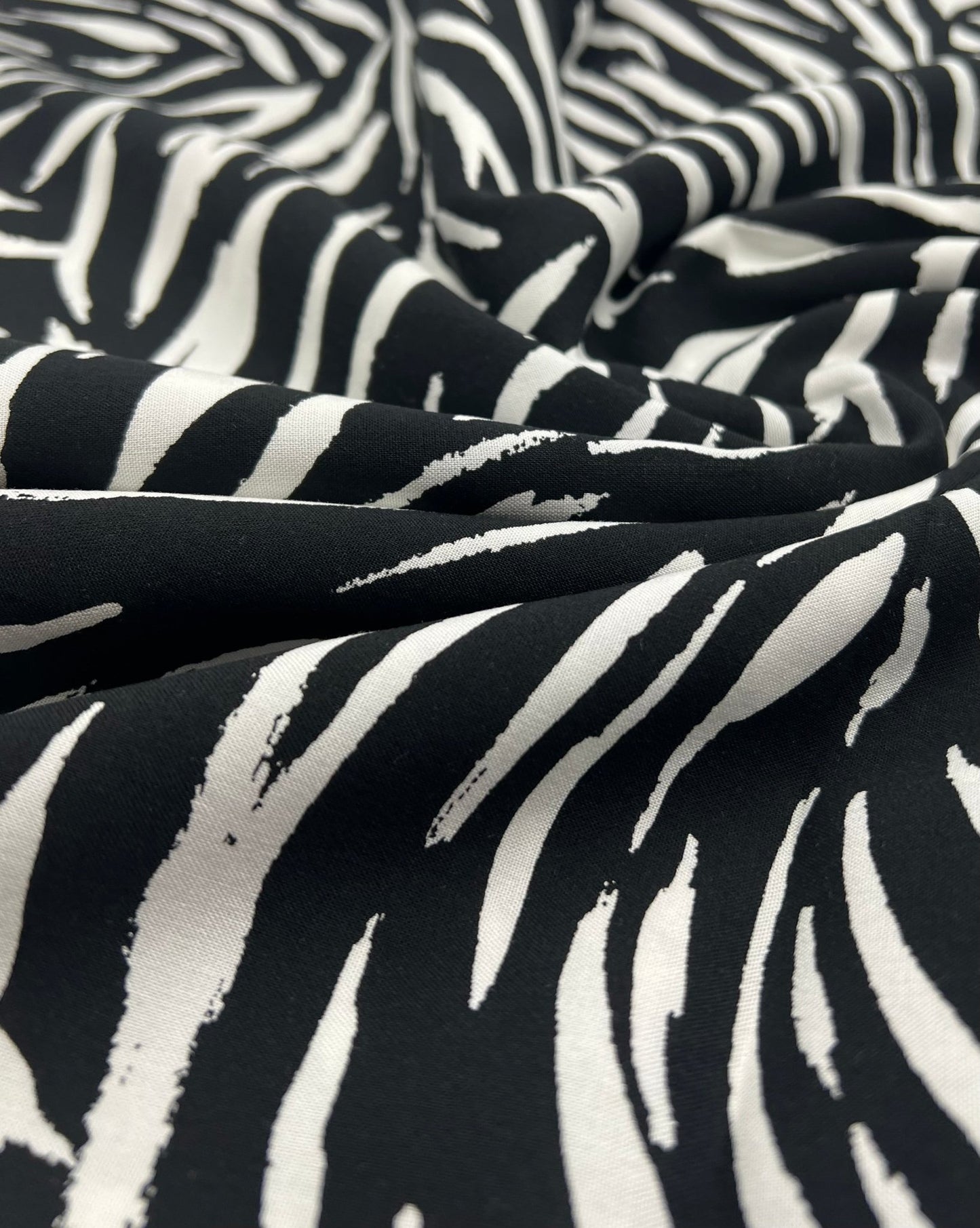 Black Zebra Non Stretch Woven Dress Craft Fabric - T9 Fabrics