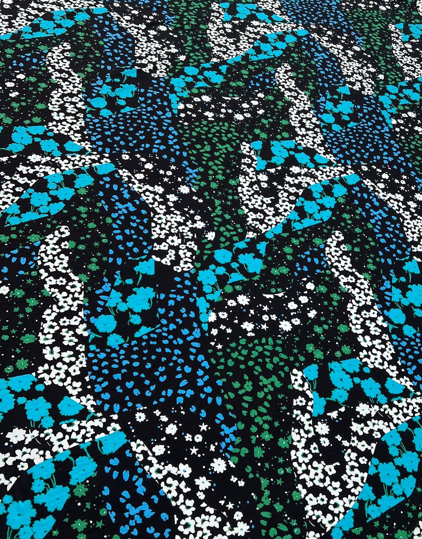 Blue Green Animal Mix Print Heavy Viscose Elastane 4 Way Stretch Fabric - T9 Fabrics