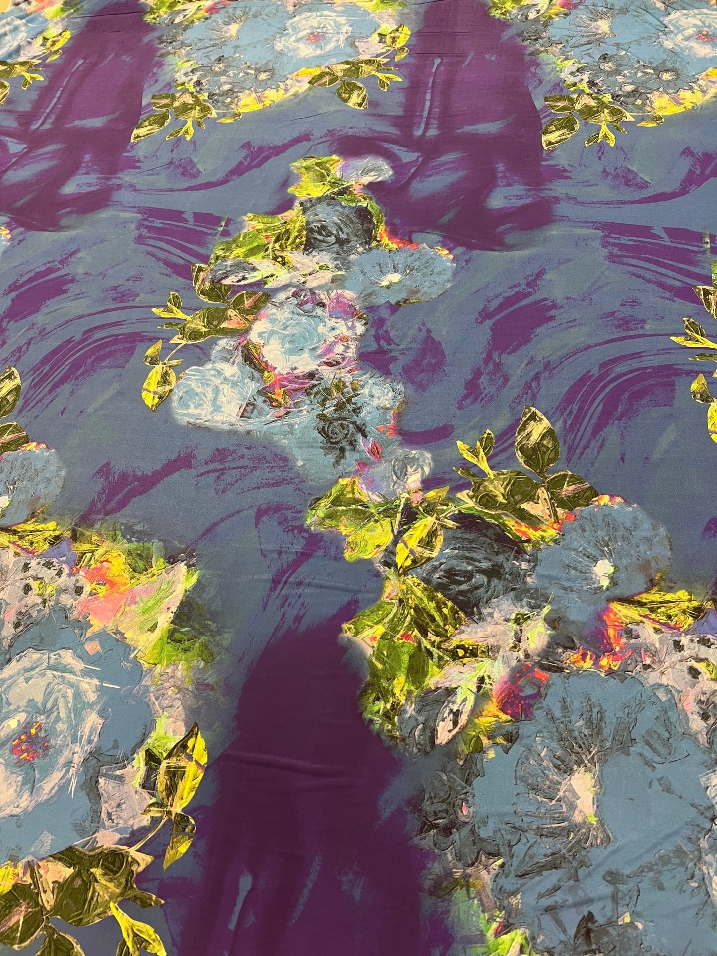 Blue Green Mix Print Soft Touch 4 Way Stretch Fabric - T9 Fabrics