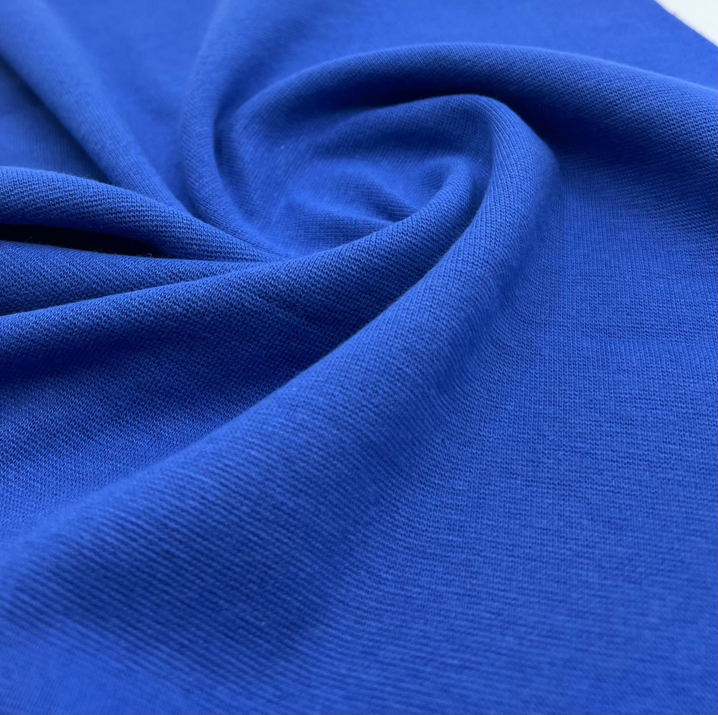 Blue Jersey Cuffing Ribbing Fabric 270 GSM Cotton Knit 70cm Wide - T9 Fabrics