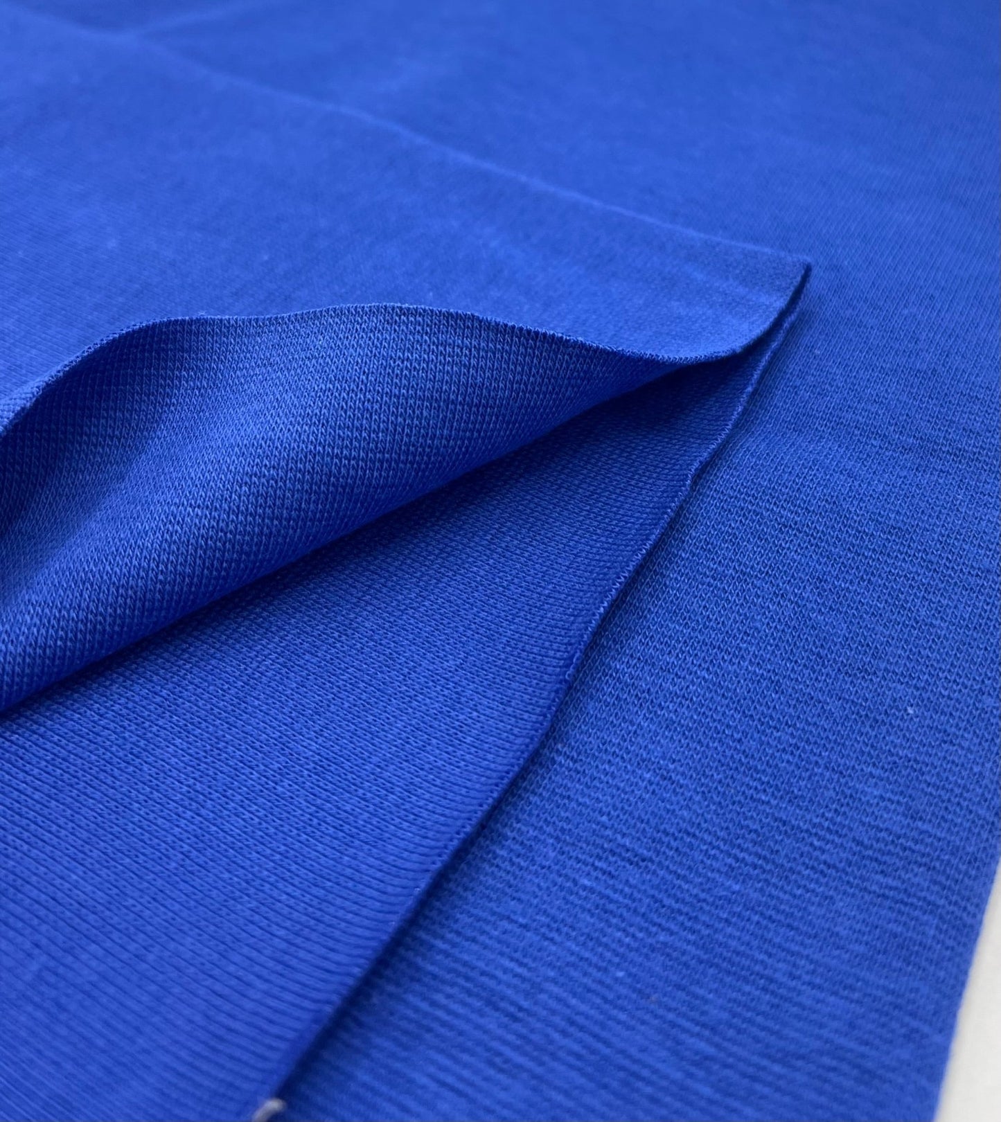 Blue Jersey Cuffing Ribbing Fabric 270 GSM Cotton Knit 70cm Wide - T9 Fabrics
