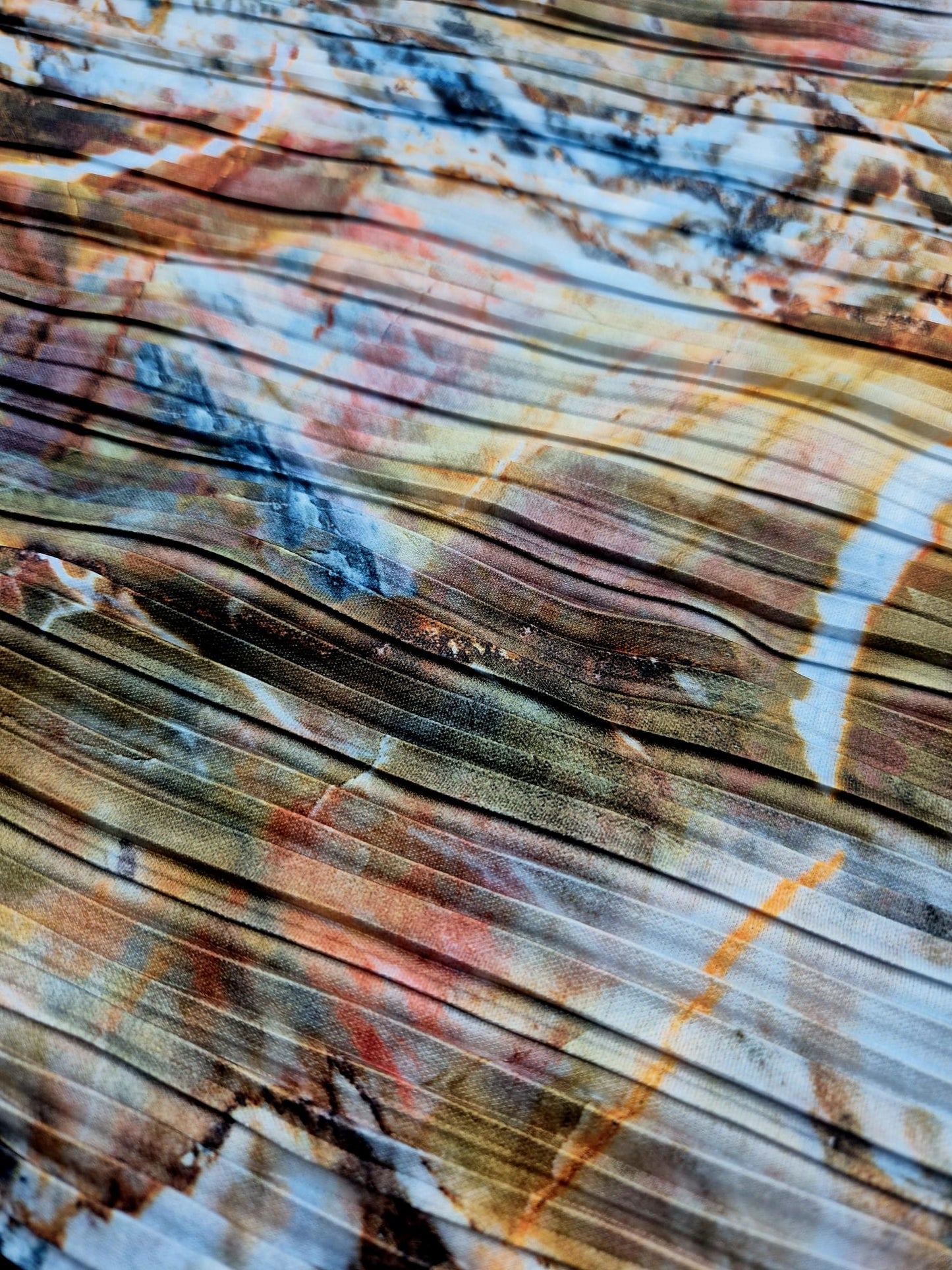 Blue Mix Printed Plisse Pleated Stretch Fabric - T9 Fabrics