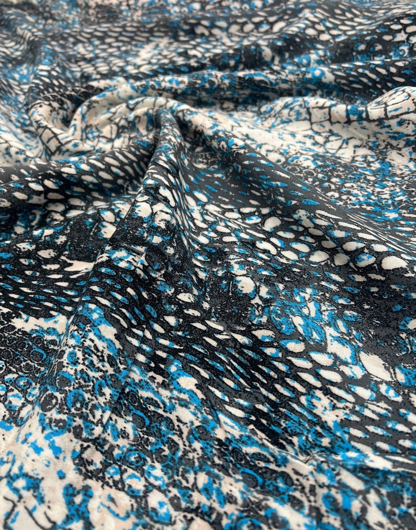 Blue Snake Mix 100% Viscose Non Stretch Fabric - T9 Fabrics
