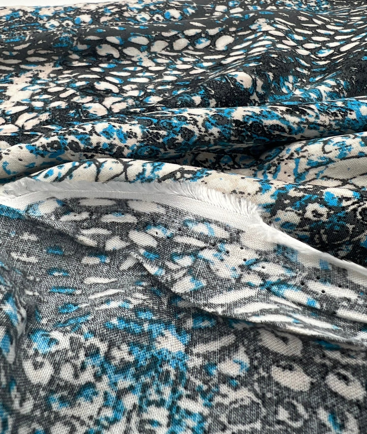 Blue Snake Mix 100% Viscose Non Stretch Fabric - T9 Fabrics
