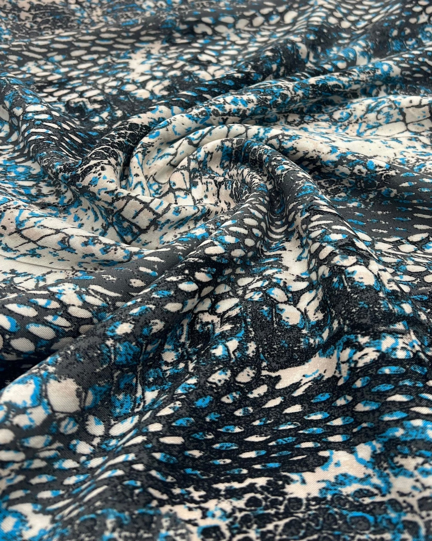 Blue Snake Mix 100% Viscose Non Stretch Fabric - T9 Fabrics