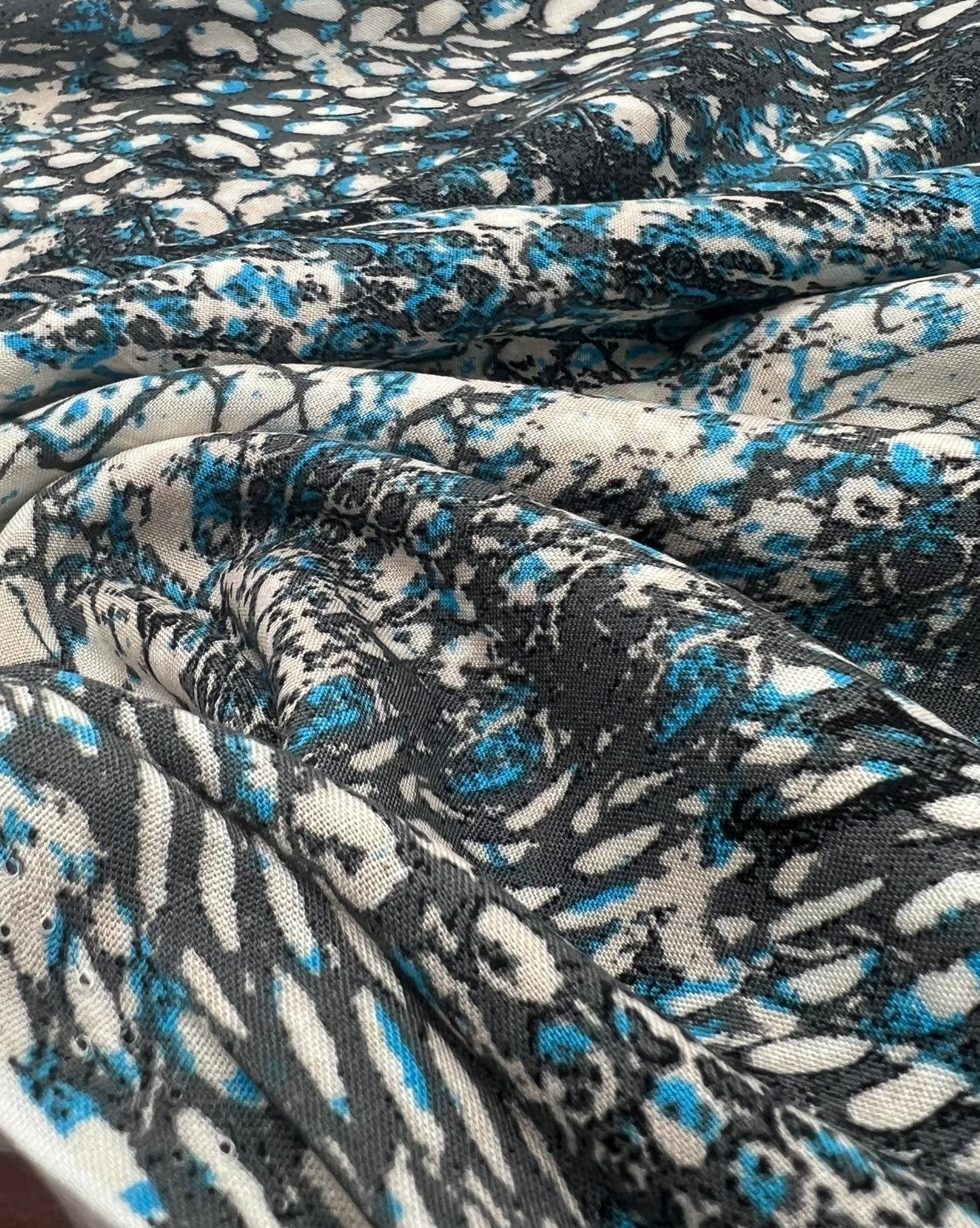 Blue Snake Mix 100% Viscose Non Stretch Fabric - T9 Fabrics