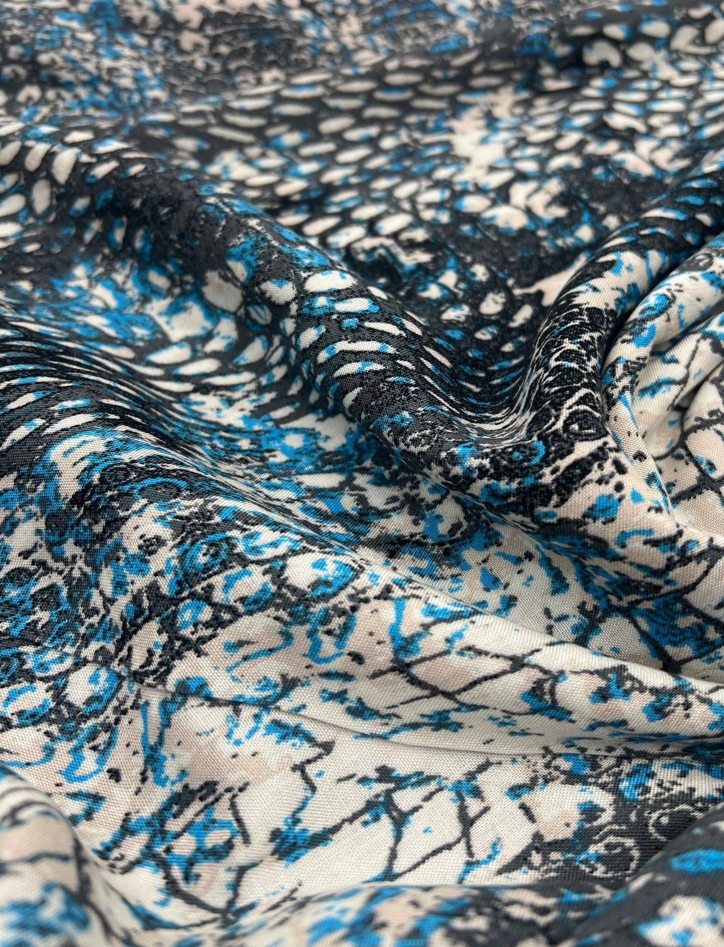 Blue Snake Mix 100% Viscose Non Stretch Fabric - T9 Fabrics