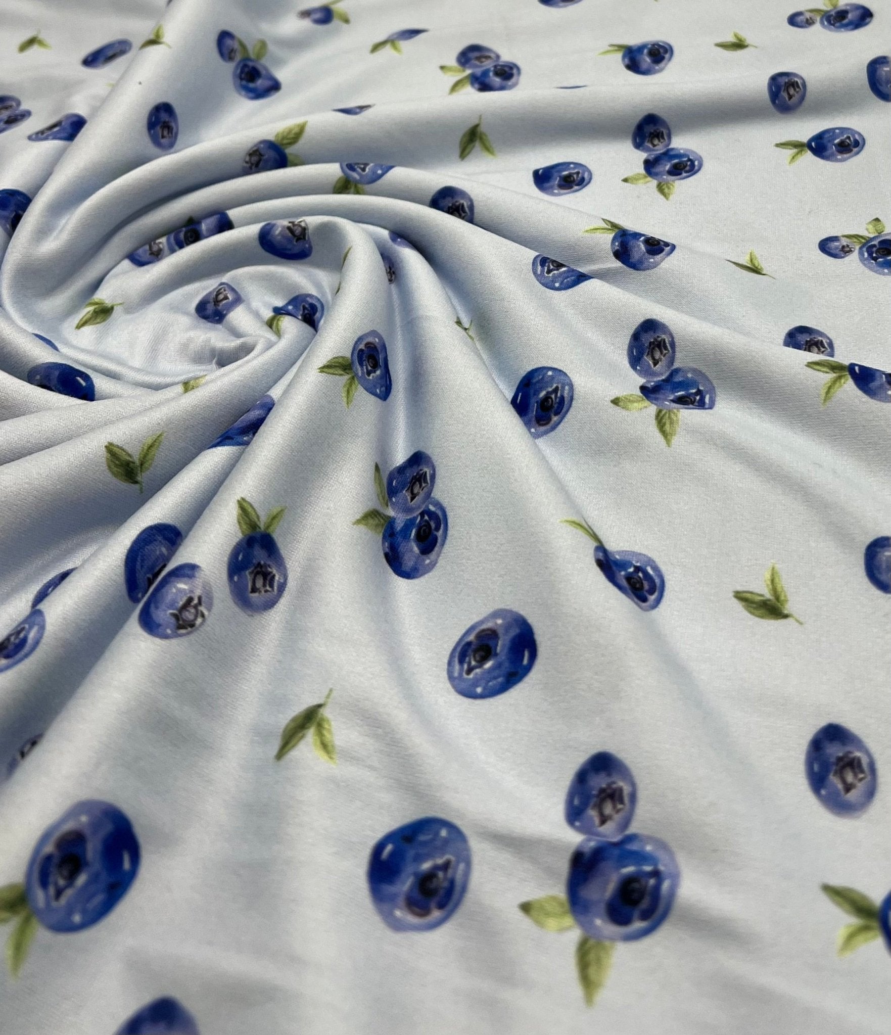 Blueberry Super Soft Print Spun Poly Stretch Fabric - T9 Fabrics