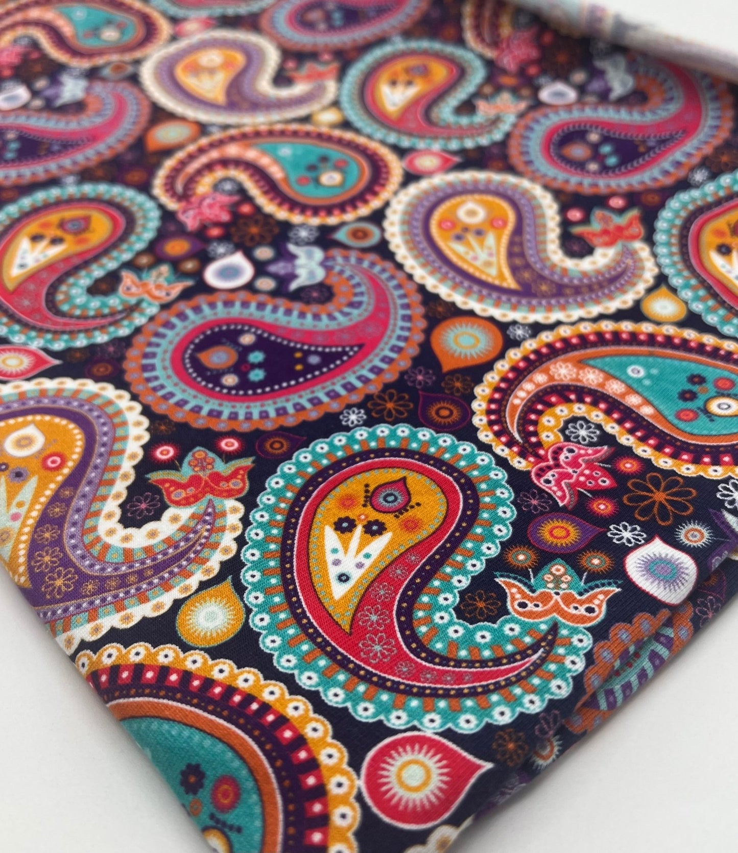 Bold Paisley Cotton Stretch Jersey 200 GSM 95/5 Lycra 4 Way Stretch - T9 Fabrics