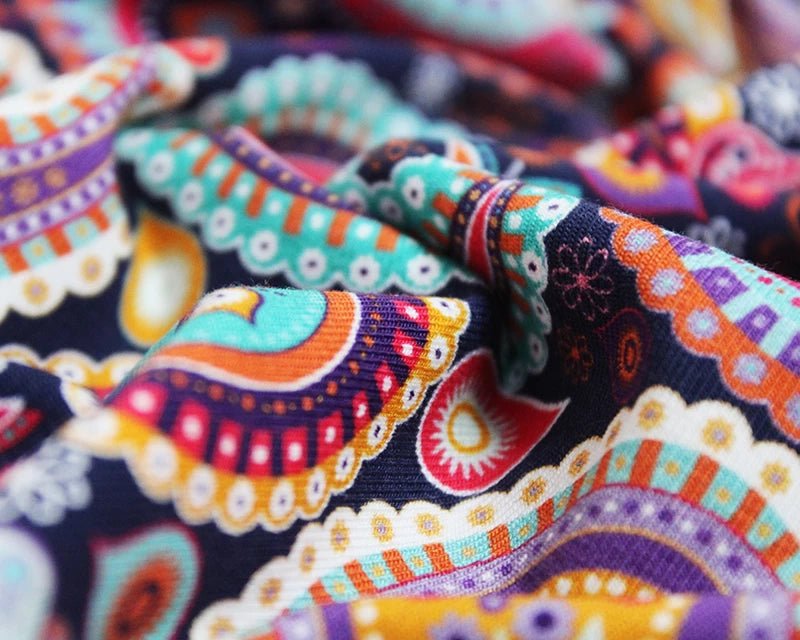 Bold Paisley Cotton Stretch Jersey 200 GSM 95/5 Lycra 4 Way Stretch - T9 Fabrics
