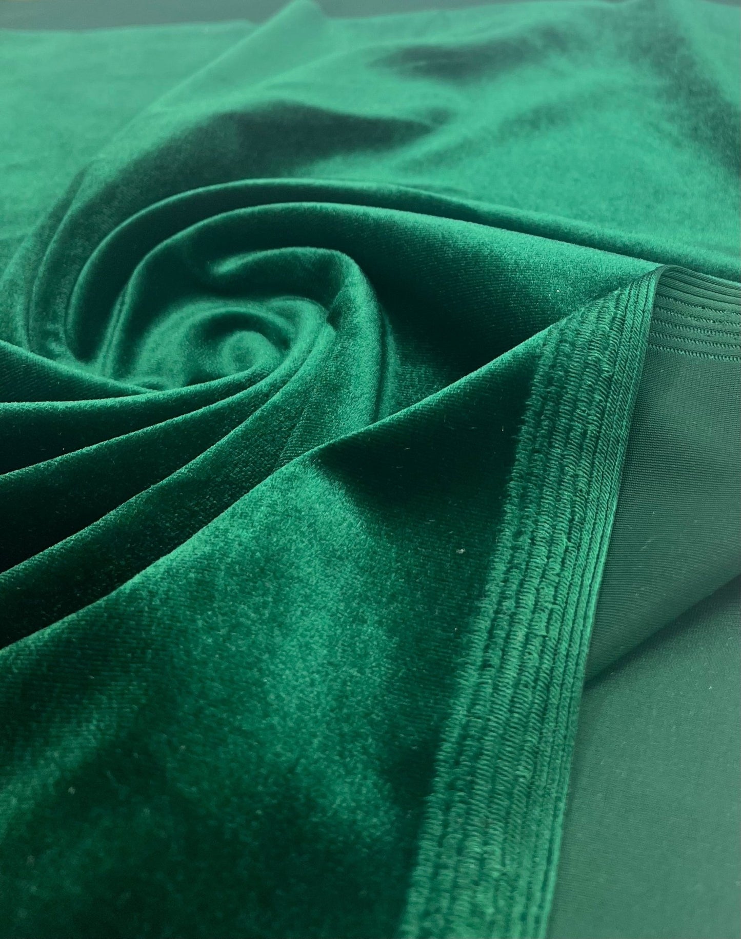 Bottle Green Plain Velour Spandex Stretch Fabric - T9 Fabrics