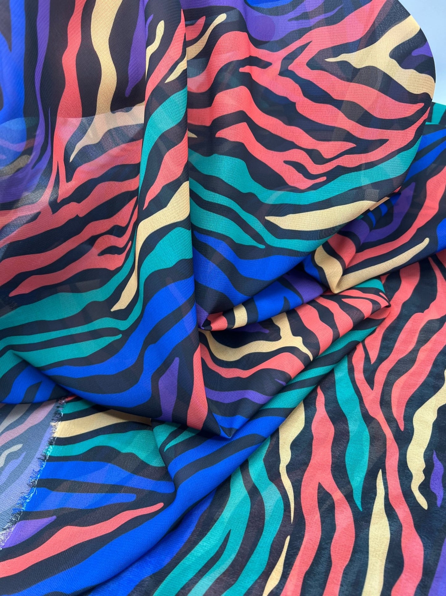 Bright Animal Mix Printed Chiffon Dress Fabric - T9 Fabrics