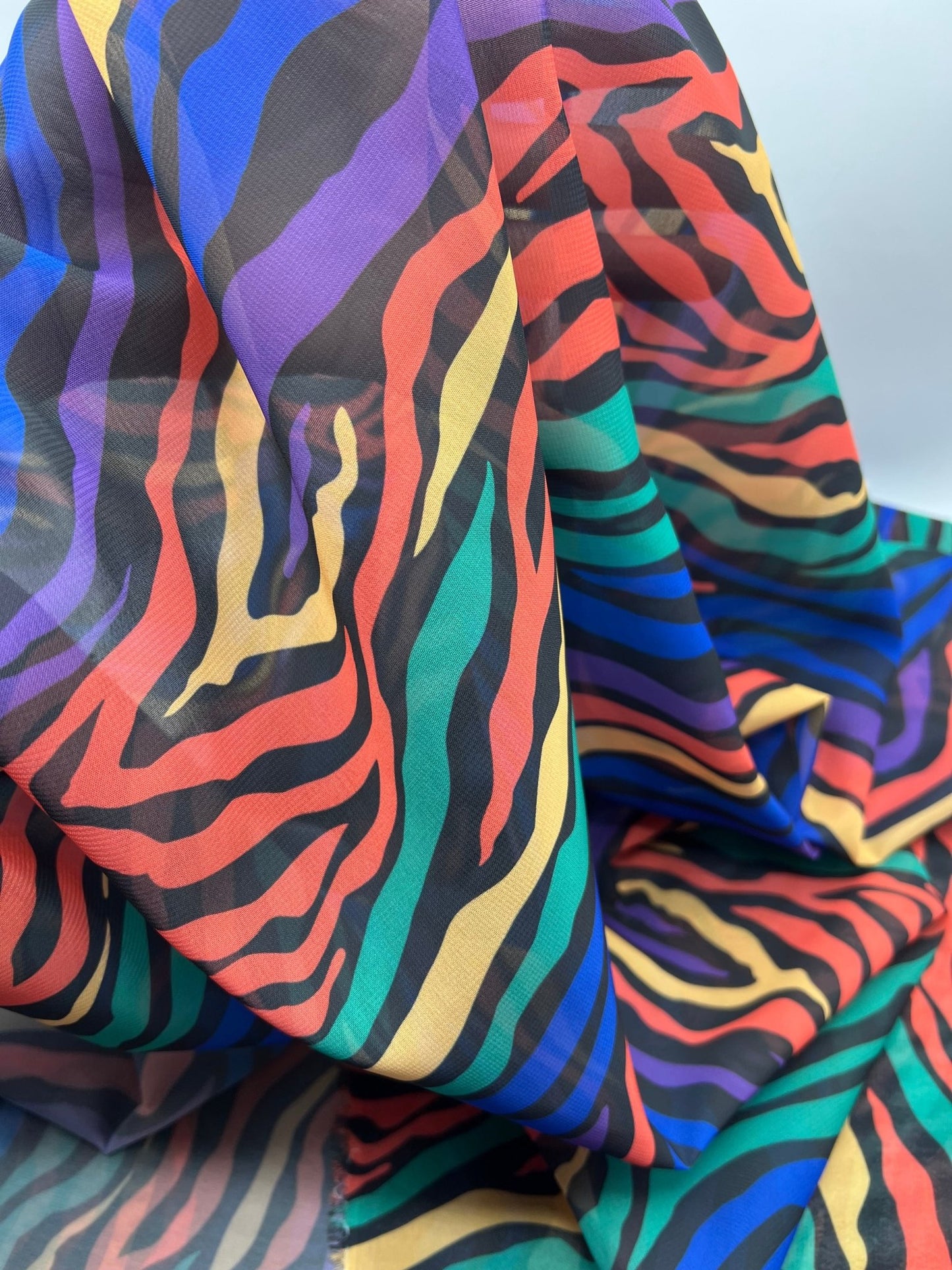 Bright Animal Mix Printed Chiffon Dress Fabric - T9 Fabrics